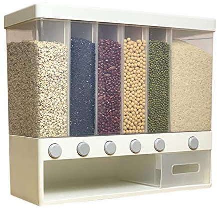 Venus valink Wall-mounted Dry Food Dispenser Rice Bucket Multi Compartments Automatic Metering Storage Box Sealed Grain Container