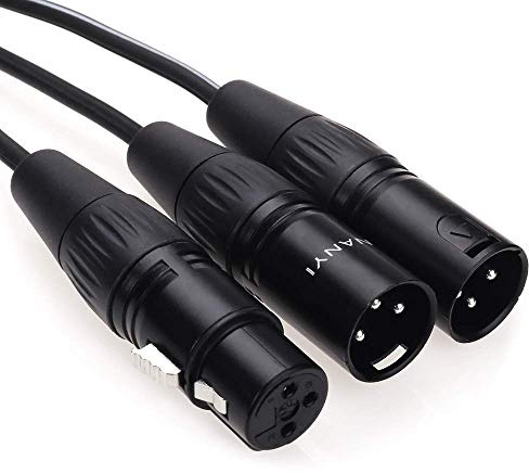NANYI XLR-Splitter-Mikrofonkabel, XLR auf XLR, Patchkabel, 3-poliger XLR-Stecker auf Dual-XLR-Buchse, Y-Kabel, Adapter, Mikrofonkabel, DMX-Kabel, Patchkabel, 3 Meter