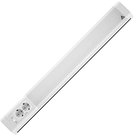 REV Penta, 2403011510 - Lámpara LED para parte inferior de muebles (con doble enchufe e interruptor, 15 W, 76 cm), color blanco