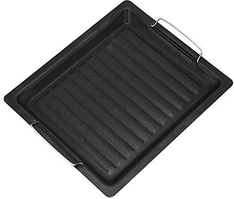 Yicare - Teglia per barbecue in ghisa, antiaderente, riutilizzabile, con manici per barbecue, falò, gas