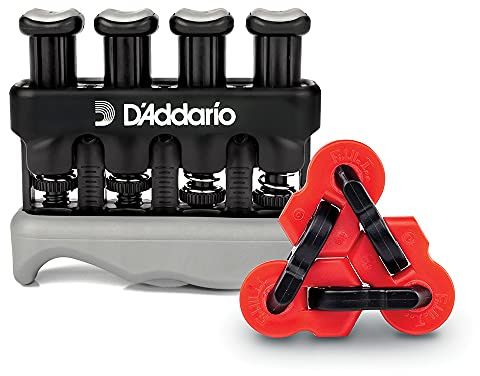 D'Addario Varigrip fingerförstärkare med Fiddilink – fingertränare och gitarrtränare med simulerade strängar för förhårdnader – stärkande och koordineringsverktyg för gitarrspelare