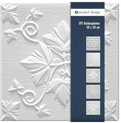 Marbet Design Panneaux de plafond en polystyrène EPS légers et robustes au design moderne - (Paquet économique 18 m² GRONO BLANC 50x50 cm)