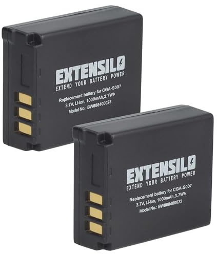 EXTENSILO 2X Akku kompatibel mit Panasonic Lumix DMC-TZ5, DMC-TZ50 Kamera (1000 mAh, 3,7 V, Li-Ion)