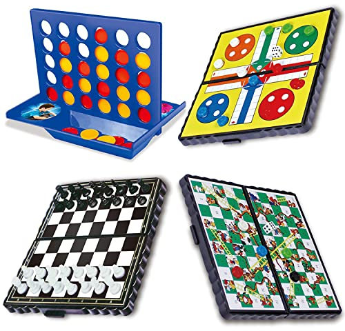 Vier Gewinnt Brettspiele,Saijer Vier Gewinnt Rasterwand Vier Gewinnt Vertikales Brettspiel Vier in Einer Reihe Reisespiele Internationales Schach Ludo Schlangenschach(4 Sätze)