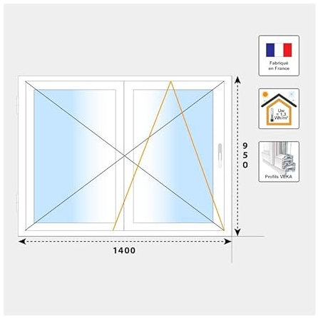 VOLET-MOUSTIQUAIRE.COM Fenêtre PVC 2 vantaux H 95 cm x L 140 cm