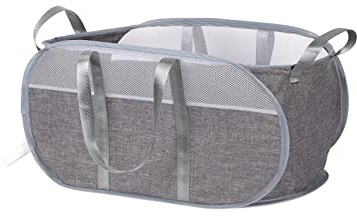 Großen Faltbar Wäschekörbe mit Griff, Pop up Tragbar Laundry Basket Faltbarer Platzsparender Wäschesammler Herausnehmbar Schmutzige Kleidung Aufbewahrungskorb Grau