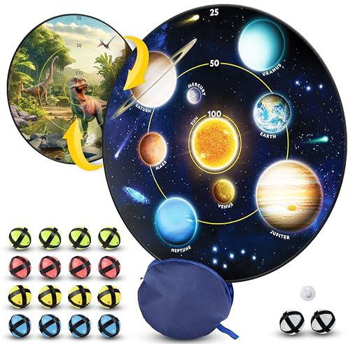 National Geographic Kids Glow in The Dark Dart Board for Kids - Dart Ball Game Set with 28 Reversible, Glowing Dartboard and Sticky Balls, Indoor Games