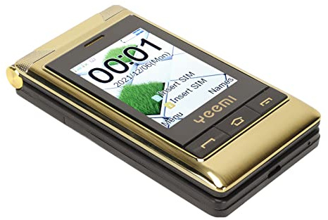 2G-Klapptelefon für Senioren, 3,0-Zoll-Handy mit Doppelseitigem Großbildschirm, Lange Standby-Dual-SIM, 5900 MAh, 1,3 MP, Unterstützt Taschenlampe, Kamera, Musik-Player (Gold)