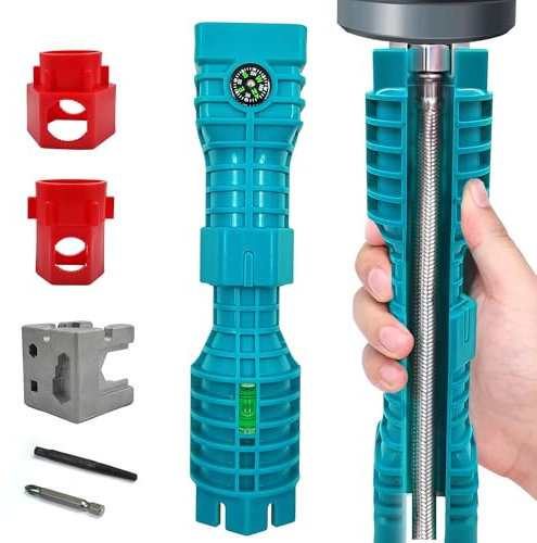 QUVBKZ 24 in 1 Wasserhahnschlüssel Werkzeug, 270 × 52 × 52 mm Waschbecken Installer Schraubenschlüssel Werkzeug, Standhahnmutterschlüssel, für Armaturen, Waschbecken