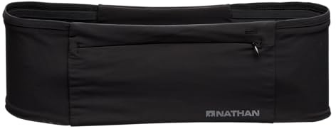 Nathan Zipster Max Laufgürtel, federfreie Hüfttasche, extra große Reißverschlusstasche vorne für alle Handys, 4 Taschen, insgesamt Bauchtasche, Schwarz, S