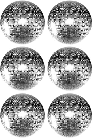 6 x Silver Disco Ball Edible Wafer or Icing Cupcake Toppers Fun Themed Party Cake Decorations Perfect For Brownies Cookies Muffins & More! (Edible Wafer Card)