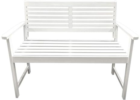 Kynast Garden Akazienholz Gartenbank 2-Sitzer weiß lackiert 120 x 90 cm Holzbank