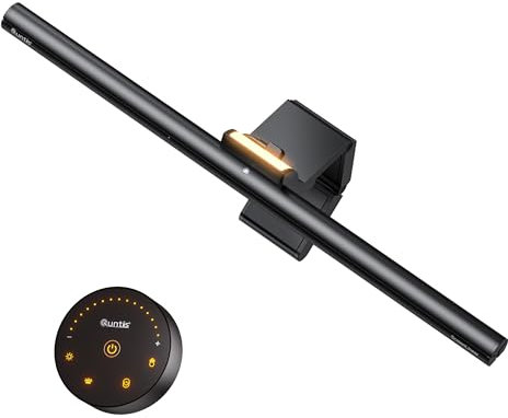 Quntis 42,5cm Monitor Lampe mit Hintergrundbeleuchtung Fernbedienung, Curved Monitor Light Bar mit Auto-Dimmen, Bildschirmlampe USB, Verstellbare Helligkeit Farbtemperature, Büro Lampe für Computer