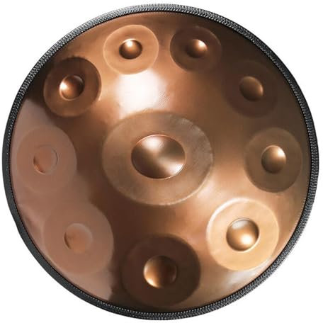 ORANGES Harmonic Handpan Drum in D-Moll 9/10/12 Töne Handtrommel Stahl Hand Pan Drum mit Tasche 432/440hz Percussion Instrument zur Klangheilung Persönliche Meditation Yoga(440Hz,10 Notes)