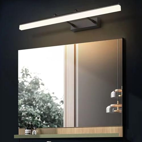 GZZBMY LED Schwarze Moderne Wandleuchte Badezimmer Eitelkeit Wandlampe Lange Streifen Wandbeleuchtung Minimalistisch Acryl Aluminium für Keller Küche Badschrank 2700K/6500K (Warmes Licht,50CM)