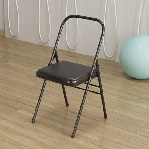 Eqvexd Iyengar Yoga-Stuhl rückenfreier Yoga-Stuhl Yoga-Hilfs-Klappstuhl Yoga-Ausrüstung Metall-Klappstuhl Balance-Handstand faltbares Design hohe Tragfähigkeit,Black-41 * 41 * 83cm