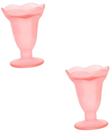Amosfun 2St bunte Dessertbecher ice cream cups küche zubehör Eiscreme-Halter wasserkelch küchen zubehör Förmchen mit Deckel Käsekuchenbecher Getränkebecher aus Glas Eisbecher Gläser Rosa