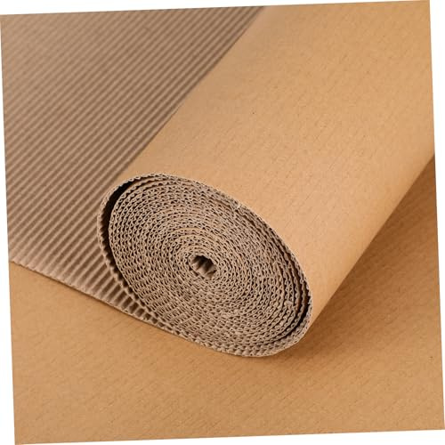 VILLCASE Rouleau de Carton Ondulé Simple Face Beige, Rouleau de Papier Kraft pour Colis Amortissement et Support, pour Bricolage et Emballage Polyvalent
