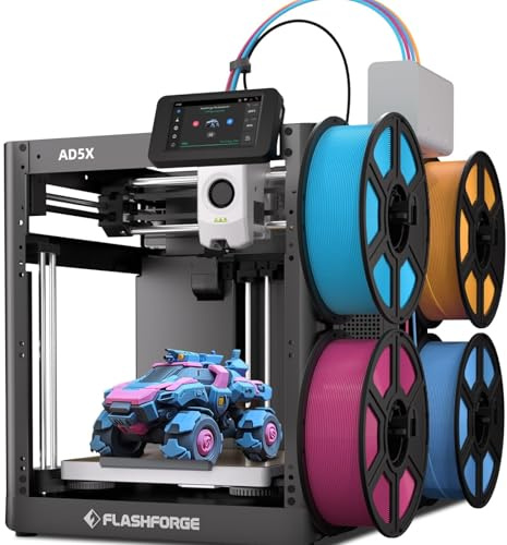 Flashforge Adventurer 5X 3D Printer with Multi-Color Printing,Customize with IFS,AD5X Multi-Material/Full-auto leveling 3D Printer,Max Speed: 600mm/s,Auto 4kg Filament Refill,Compact Integrated Design