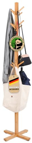 Floordirekt Bambus-Garderobenständer Oregon – 12 Haken, Platzsparendes Design, Umweltfreundlich und Robuste Garderobe für Flur, Eingangsbereich oder Schlafzimmer
