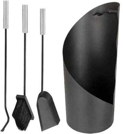 HSIRYAOHD Ensemble de cheminée moderne en fer pour intérieur et extérieur - 4 outils portables pour cheminée de cuisine - Couverts de four classiques pour homme et femme