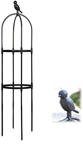 Obelisk Gartenspalier für Kletterpflanzen im Topf, rostbeständiger Kunststoff-Pflanzenständer, Turm-Garten-Spalier für Ranken, schwarz (Durchmesser 24 cm x