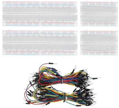 Breadboard Jumper Wire Cable Breadboard Set | Breadboard Kit Solderless Breadboard 2 x 400P and 2 x 830P Breadboards 65 Flexible Jumper Wires, for Students and Engineers