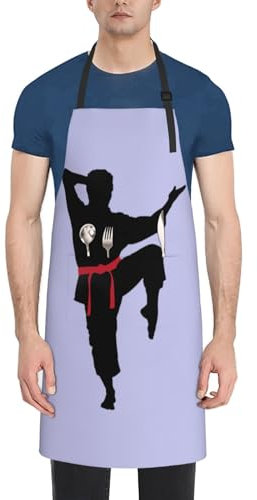 VPPUR Karate Herren-Arbeitsschürze, 71 x 83 cm, wasserdicht, für Erwachsene, stilvoll, funktional, Malschürze, Schwarz, Einheitsgröße, Schwarz, EinheitsgröÃŸe