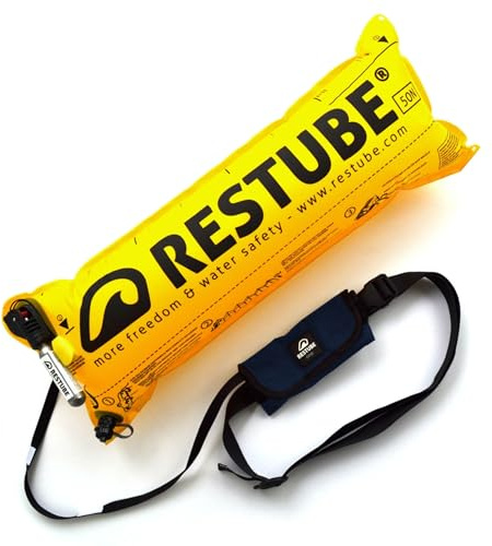 Restube Bouée de natation CO2 de plage - Pour une sensation de sécurité dans l'eau - Bouée de sauvetage déclenchable - Bouée de natation pour adultes et enfants à partir de 10 ans - Bouée pour SUP