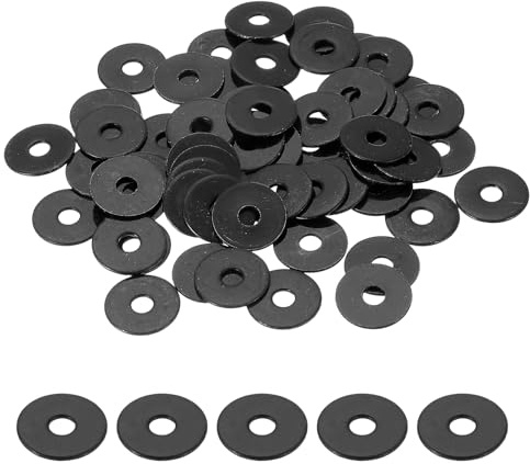QUARKZMAN 60 Pcs Rondella Piatta per Viti, Rondelle in Acciaio Inossidabile 4mm ID x 16mm OD x 1mm Spessore per Bulloni, Fabbriche Riparazioni, Cucine, Negozi e Costruzioni all'aperto, Nero