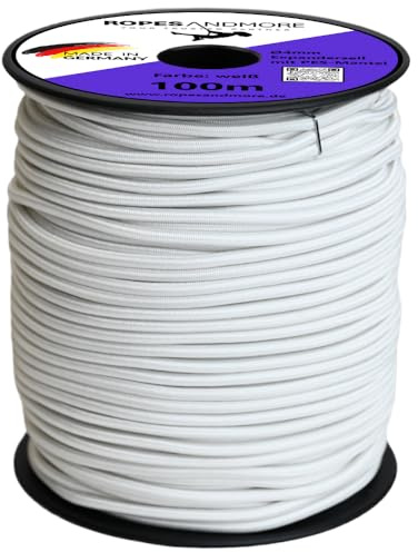 Ropes and More Expander Rope Rubber Cord PP PES 4 mm Rubber Cord 10 m - 100 m Rubber Cord (White, 20 m (Lfm) - without Spool)