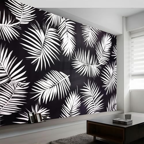 Papel Pintado no tejido 350 x 256 cm - Planta 3D Efecto Murales Decoración, Hojas De Palma Estampados Papel Pintado Mural para Salón Dormitorio Oficinas habitaciones Decoración