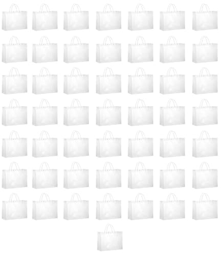 20 x 8 x 20 cm, 50 Stück, transparente Tragetaschen, wiederverwendbare PVC-Tragetaschen, transparente Geschenktüten mit Griffen für Partygeschenke, Hochzeit, Geburtstag, Einzelhandel
