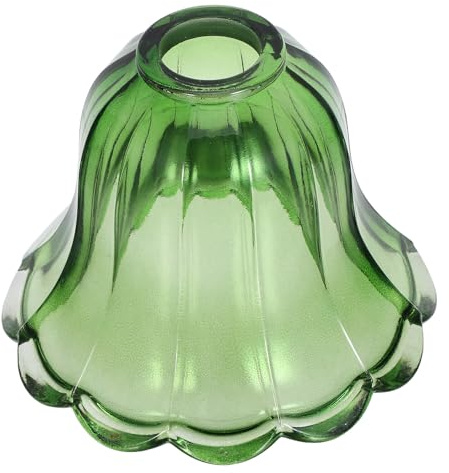 E14 Glass Lamp Shade Replacement Green Glass Shade | Tulip Form, Bedside Reading Light Fit, Decorative Cover for Living Room Use, Easy Installation and Cleaning