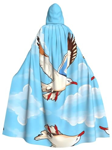 WZYCWB Capa con capucha con estampado de gaviotas voladoras, disfraz ideal para carnaval, fiesta de festival, cosplay