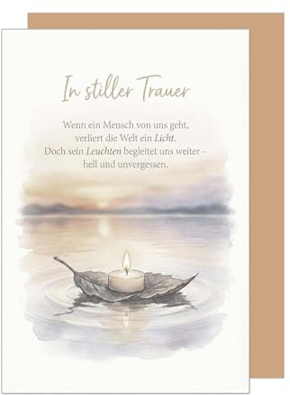 Edition Seidel Premium Trauerkarte mit Umschlag. Beileidskarte Kondolenzkarte Karte Klappkarte Spruch In stiller Trauer Anteilnahme Mitgefühl Gedenken Trost Hoffnung Kraft (T1268 SW026)