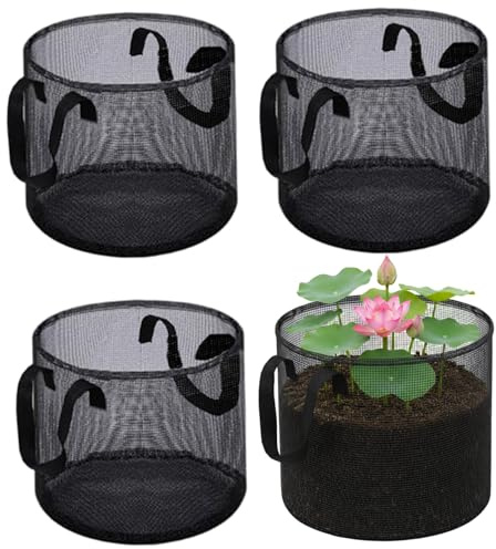 Faroby Paquet de 4 paniers d'étang, paniers hydroponiques Aquatiques Respirants pour Lily Lotus, Pots en Filet pour Plantes de Jardin d'eau 'étang, Ronds, Plantes