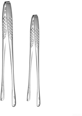 Stainless Steel Kitchen Grill Tweezers 2 Pack Straight Design for Flipping, Serving and Handling BBQ Meats, Vegetables and Delicate Foods (Silver)
