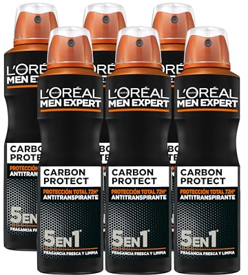 L'Oréal Paris, Desodorante Spray, para Hombre, Pack 6 x 150ml