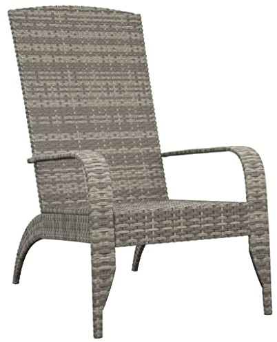 Mhdvray Adirondack Gartenstuhl Grau aus Polyrattan - Ergonomischer Gartenliegestuhl mit hoher Rückenlehne und Armlehnen für Terrasse, Garten und Pool - Stabiler Loungesessel, 59x76x94 cm