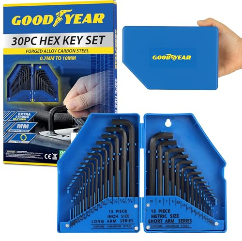 Goodyear 30 Piece Hex Key Allen Alan Allan Key Set Kit with Case Hardened Steel UK