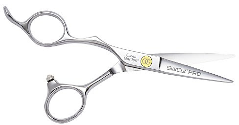 Olivia Garden SilkCut Pro Schere, 12,7 cm, Linkshänder, ultrascharfe, konvexe Stahlklingen, Scherenhülse im Lieferumfang enthalten