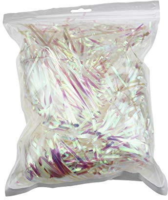 200 Grams PP Hamper Shreds & Strands Shredded Crinkle Confetti for DIY Gift Wrapping & Basket Filling (Iridescent)