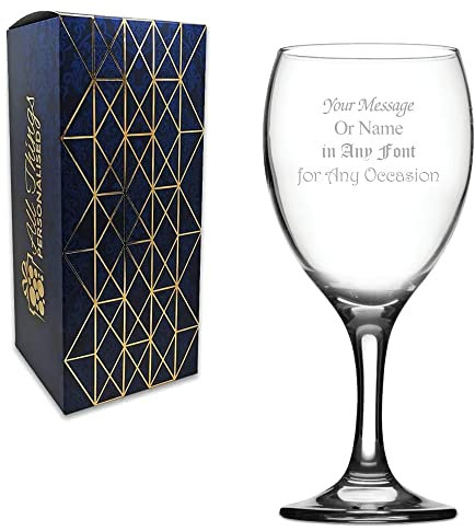 Personalised Engraved Imperial Wine Glass, Personalise with Any Message for Any Occasion, Stylize with a Variety of Fonts, Laser Engraved, Gift Box Included