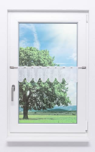 LYSEL Scheibengardine Blümchenpaar (Bx H) 74,9cm * 15cm weiß/reinweiß