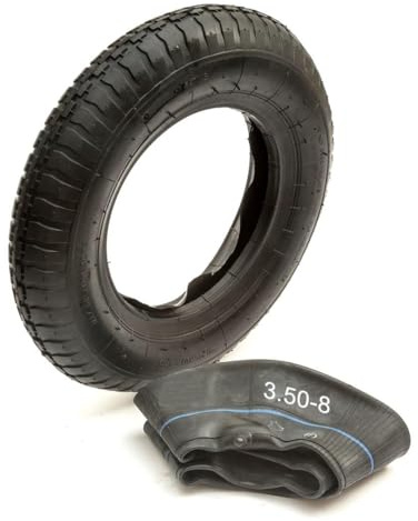 14 Inch Pneumatic 3.50-8 Tyre & Inner Tube Kit 350-8 Straight Valve 2 Ply Rubber Wheelbarrow Wheel Barrow 3.50/4.00-8 Cart Trolley Trailer