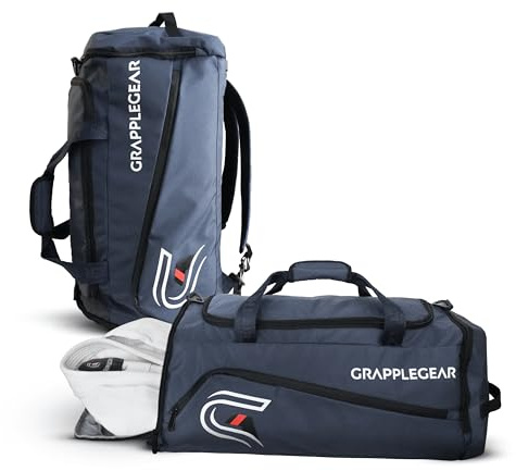 GrappleGear BJJ Canvas-Tasche und Rucksack, robust in 1, große Tasche für Schweißausrüstung, Schutz-Shirts oder Schuhe, Sporttasche für brasilianische Jiu Jitsu, Kampfkunst