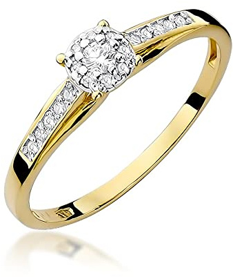 MARKO Damen Verlobungsring aus Gold mit 0,13 Karat Diamanten, 14 Karat Gold (585) | Goldring mit Box | Goldring für Frauen