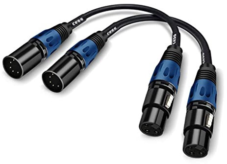 Seefeful (11.8inch /2Pack) 3 Pin XLR Female to 5 Pin XLR Male Audio Cable for Microphone DMX Stage Light Turnaround ，XLR3Fto XLR5M Adapter Cable