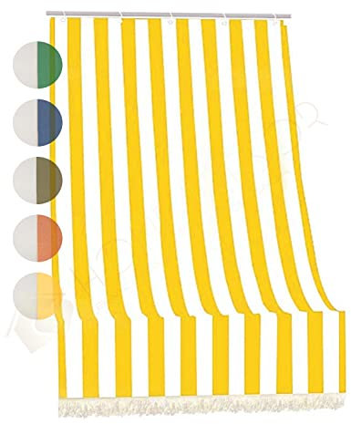 Tenda da Sole da Veranda e da Giardino in Tessuto Resistente, Ombreggiante, Idrorepellente, Protezione dai Raggi UV - Tenda a Caduta Fantasia Rigata (140x300 cm, Giallo)